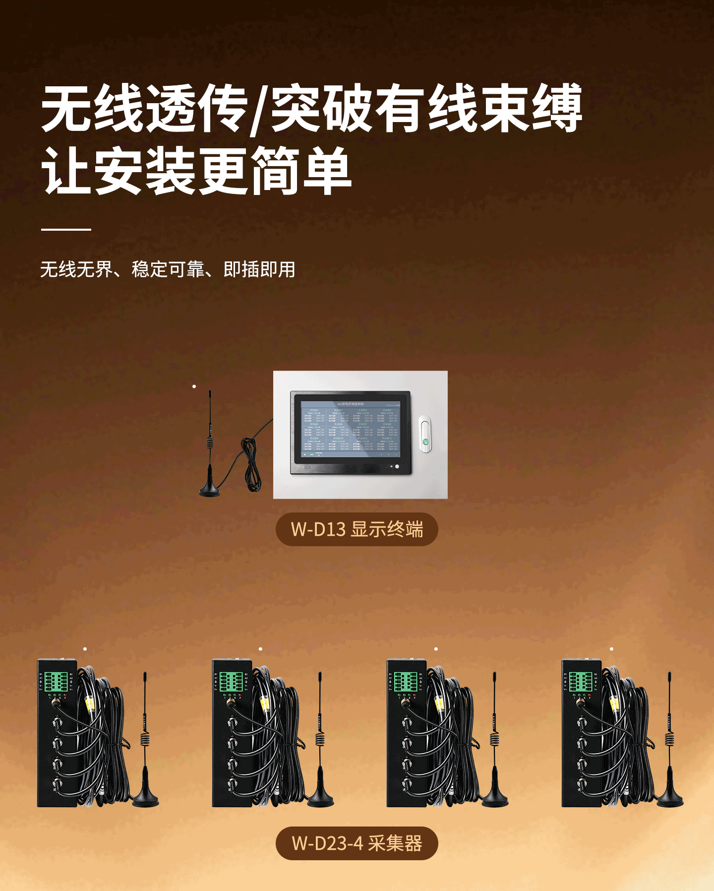荧光光纤测温采集器W-D23-4抗电磁干扰·高压绝缘